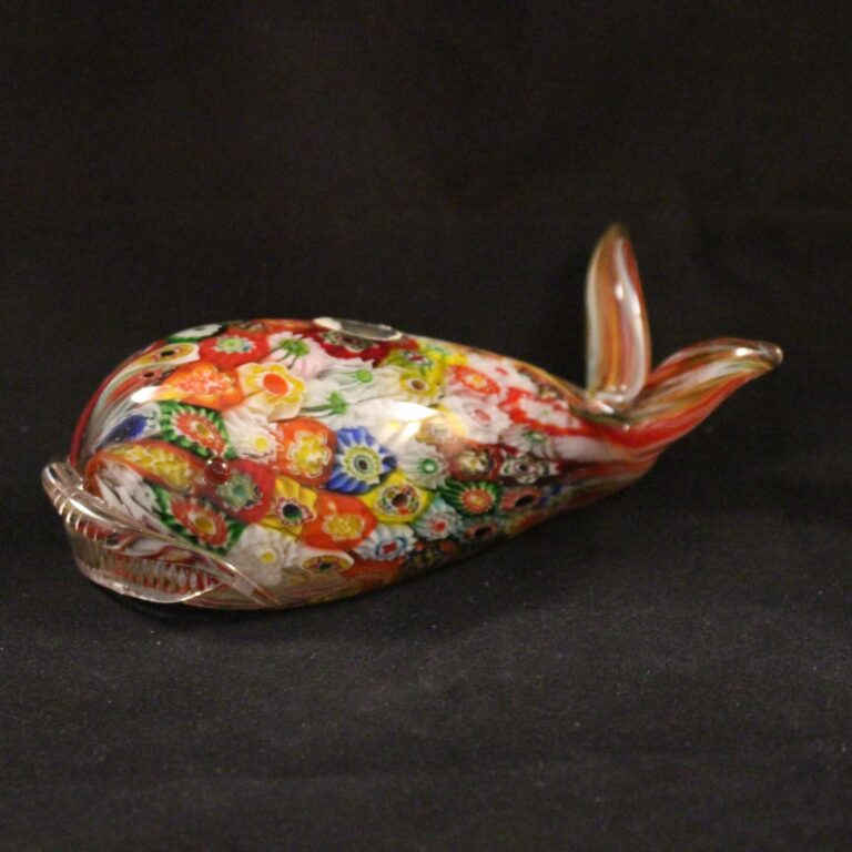Millefiori Cog Wheel Whale Paperweight